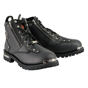 Black zipper motorcycle boots for men